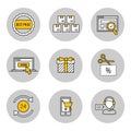 Line icons set. Shopping, marketing