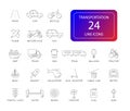 Line icons set. Transportation pack. Royalty Free Stock Photo