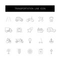 Line icons set. Transportation pack. Royalty Free Stock Photo