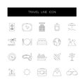 Line icons set. Travel pack. Royalty Free Stock Photo