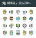 Line icons set. Trendy Modern flat thin linear stroke vector Business and Finance concept. Royalty Free Stock Photo