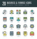 Line icons set. Trendy Modern flat thin linear stroke vector Business and Finance concept. Royalty Free Stock Photo