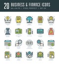 Line icons set. Trendy Modern flat thin linear stroke vector Business and Finance concept. Royalty Free Stock Photo