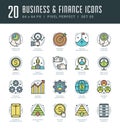 Line icons set. Trendy Modern flat thin linear stroke vector Business and Finance concept. Royalty Free Stock Photo