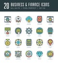 Line icons set. Trendy Modern flat thin linear stroke vector Business and Finance concept. Royalty Free Stock Photo