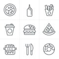 Line Icons Style Fast Food Icons