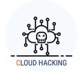 Line Icons Style. Hacker Cyber crime attack Cloud Hacking for web design