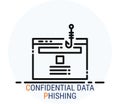 Line Icons Style. Hacker Cyber crime attack Confidential Data Phishing for web design