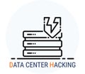 Line Icons Style. Hacker Cyber crime attack Data Center Hacking for web design