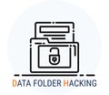 Line Icons Style. Hacker Cyber crime attack Data Folder Hacking for web design Royalty Free Stock Photo