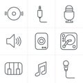 Line Icons Style Music Icons Set Royalty Free Stock Photo