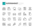 Line icons about supermarket. Pixel perfect 64x64 and editable stroke Royalty Free Stock Photo