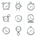 Line Icons Time Clock Icons Set, Vector Design