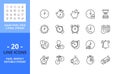 Line icons about time and clocks. Pixel perfect 64x64 and editable stroke