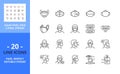 Line icons about wear a face mask. Health care concept. Pixel perfect 64x64 and editable stroke Royalty Free Stock Photo