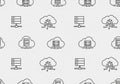 Line icons on a white background, depicting data servers, cloud computing, Royalty Free Stock Photo