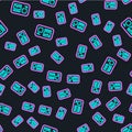 Line Identification badge icon isolated seamless pattern on black background. It can be used for presentation, identity