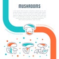 Website Banner and Landing Page of Mushrooms. Royalty Free Stock Photo