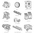 Line illustrations of drive technology like motors