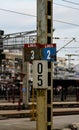 Line indicators in a railway staion