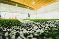 Line of an indoor football soccer training field Royalty Free Stock Photo