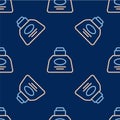 Line Inkwell icon isolated seamless pattern on blue background. Vector