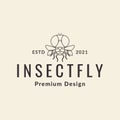 Line insect flies hipster logo design vector graphic symbol icon sign illustration creative idea