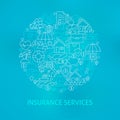 Line Insurance Services Icons Circle Royalty Free Stock Photo