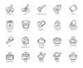 Line isolated icons on kitchen theme. Outline labels for cooking projects, home appliances, products and other