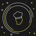 Line Italian cook icon isolated on black background. Colorful outline concept. Vector