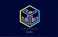 Line J three letter cube alphabet letter logo icon design with polygon design. Creative template for company