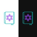 Line Jewish torah book icon isolated on white and black background. Pentateuch of Moses. On the cover of the Bible is Royalty Free Stock Photo