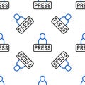 Line Journalist news reporter icon isolated seamless pattern on white background. Colorful outline concept. Vector Royalty Free Stock Photo
