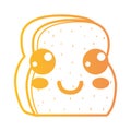 Line kawaii cute happy slice bread