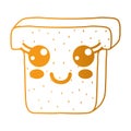 Line kawaii cute happy slice bread