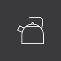 Line kettle icon black on dark background
