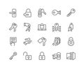 Line Keys and Locks Icons Royalty Free Stock Photo