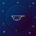 Line Kitchen colander icon isolated on blue background. Cooking utensil. Cutlery sign. Colorful outline concept. Vector