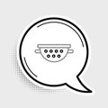 Line Kitchen colander icon isolated on grey background. Cooking utensil. Cutlery sign. Colorful outline concept. Vector