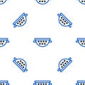 Line Kitchen colander icon isolated seamless pattern on white background. Cooking utensil. Cutlery sign. Colorful