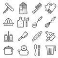 Line kitchen utensil tool collection - silhouette