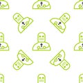 Line Knight crusader icon isolated seamless pattern on white background. Vector