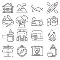 Line Leisure and outdoor recreation activities icon set Royalty Free Stock Photo
