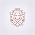 line leo badge, king lion face head icon sign symbol logo template vector illustration background label design Royalty Free Stock Photo