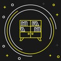 Line Library bookshelf icon isolated on black background. Colorful outline concept. Vector