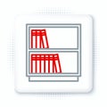 Line Library bookshelf icon isolated on white background. Colorful outline concept. Vector