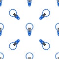 Line Light bulb with concept of idea icon isolated seamless pattern on white background. Energy and idea symbol Royalty Free Stock Photo