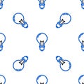 Line Light bulb with concept of idea icon isolated seamless pattern on white background. Energy and idea symbol Royalty Free Stock Photo