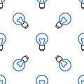 Line Light bulb with concept of idea icon isolated seamless pattern on white background. Energy and idea symbol Royalty Free Stock Photo
