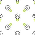 Line Light bulb with concept of idea icon isolated seamless pattern on white background. Energy and idea symbol Royalty Free Stock Photo